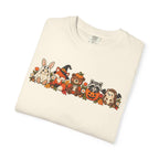 Halloween Critter Lineup T-Shirt — Cute Pumpkin, Witch & Bunny Spooky Crew