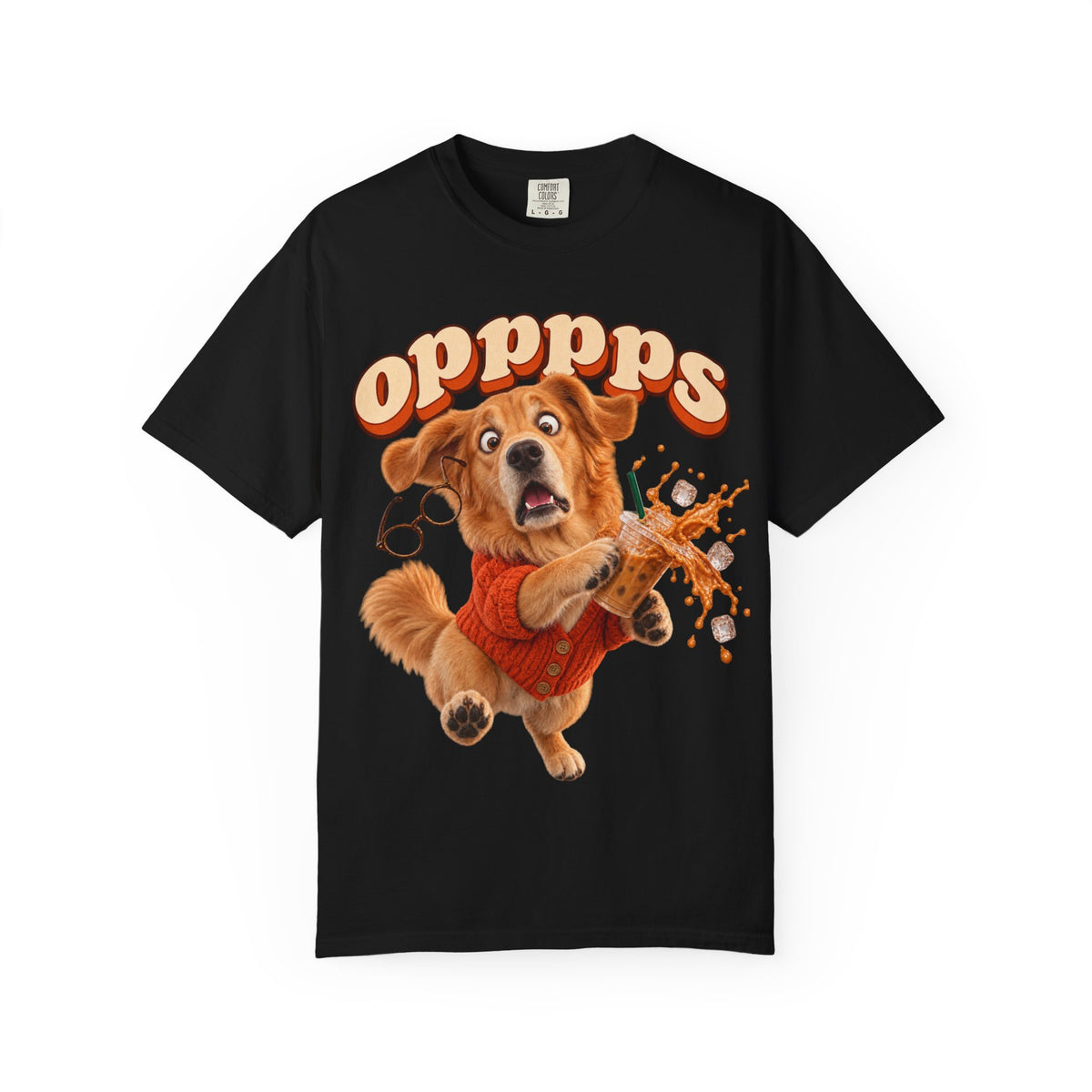Oops Puppy T-Shirt — Cute Dog Spilling Coffee Graphic Tee