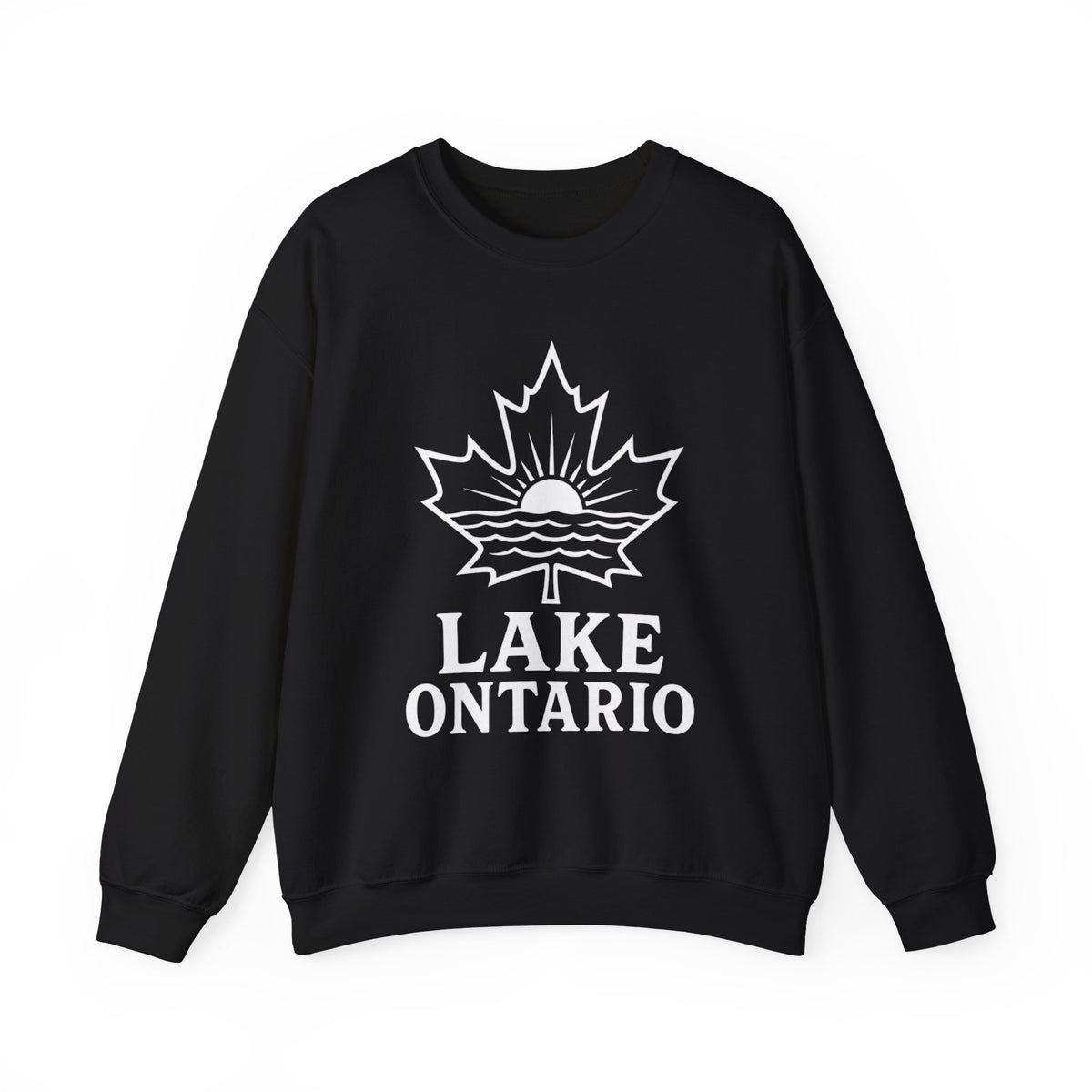 Lake Ontario Crewneck Sweatshirt — Maple Leaf Sunset Lake Design