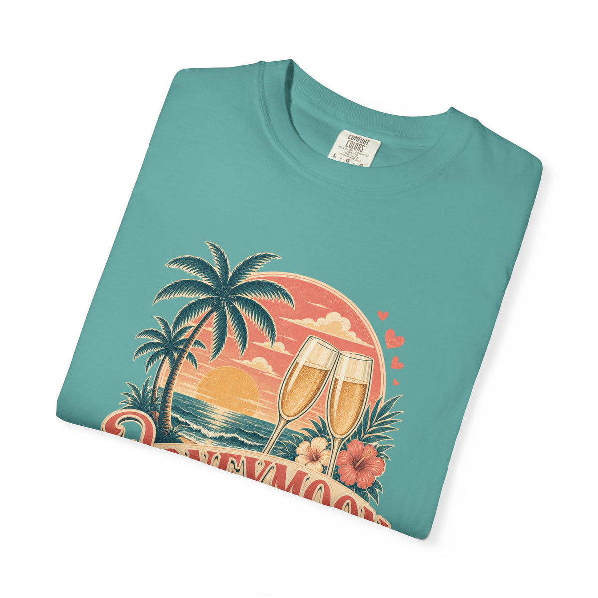 Honeymoon Mode T-Shirt — Tropical Sunset Couple Vacation Tee