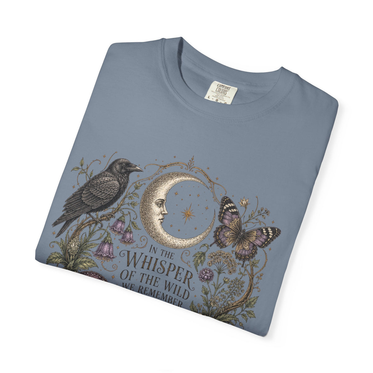 Whisper of the Wild T-Shirt — Moon, Raven & Mushroom Nature Graphic