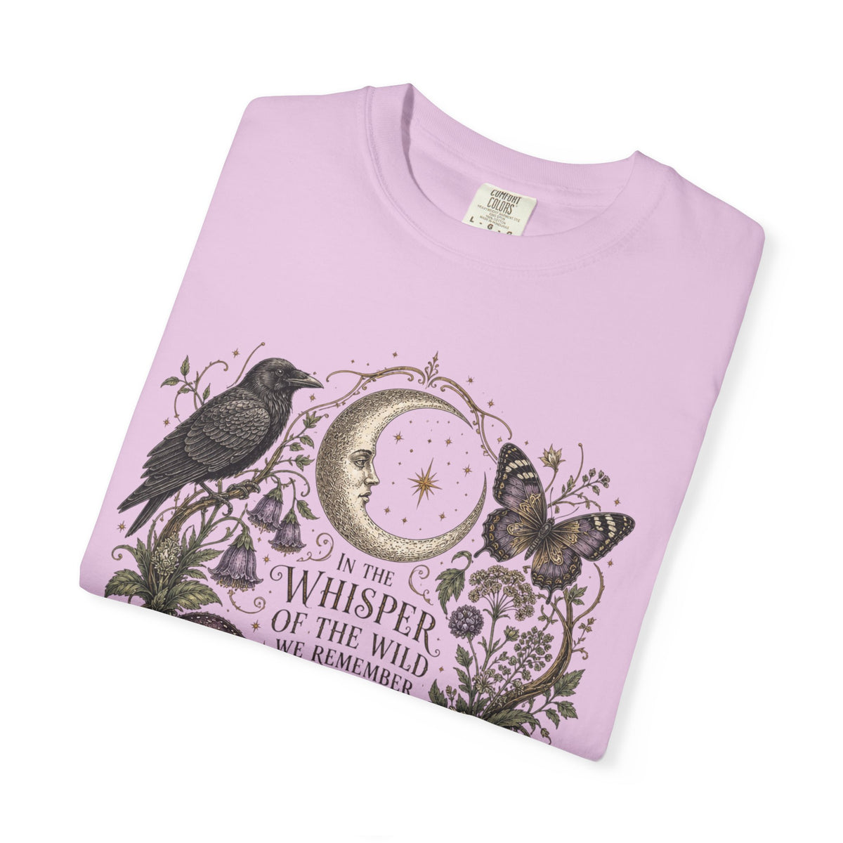 Whisper of the Wild T-Shirt — Moon, Raven & Mushroom Nature Graphic