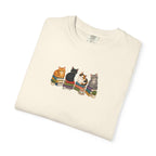 Cat Knit Crew T-Shirt — Cozy Cats Sitting Together Graphic Tee