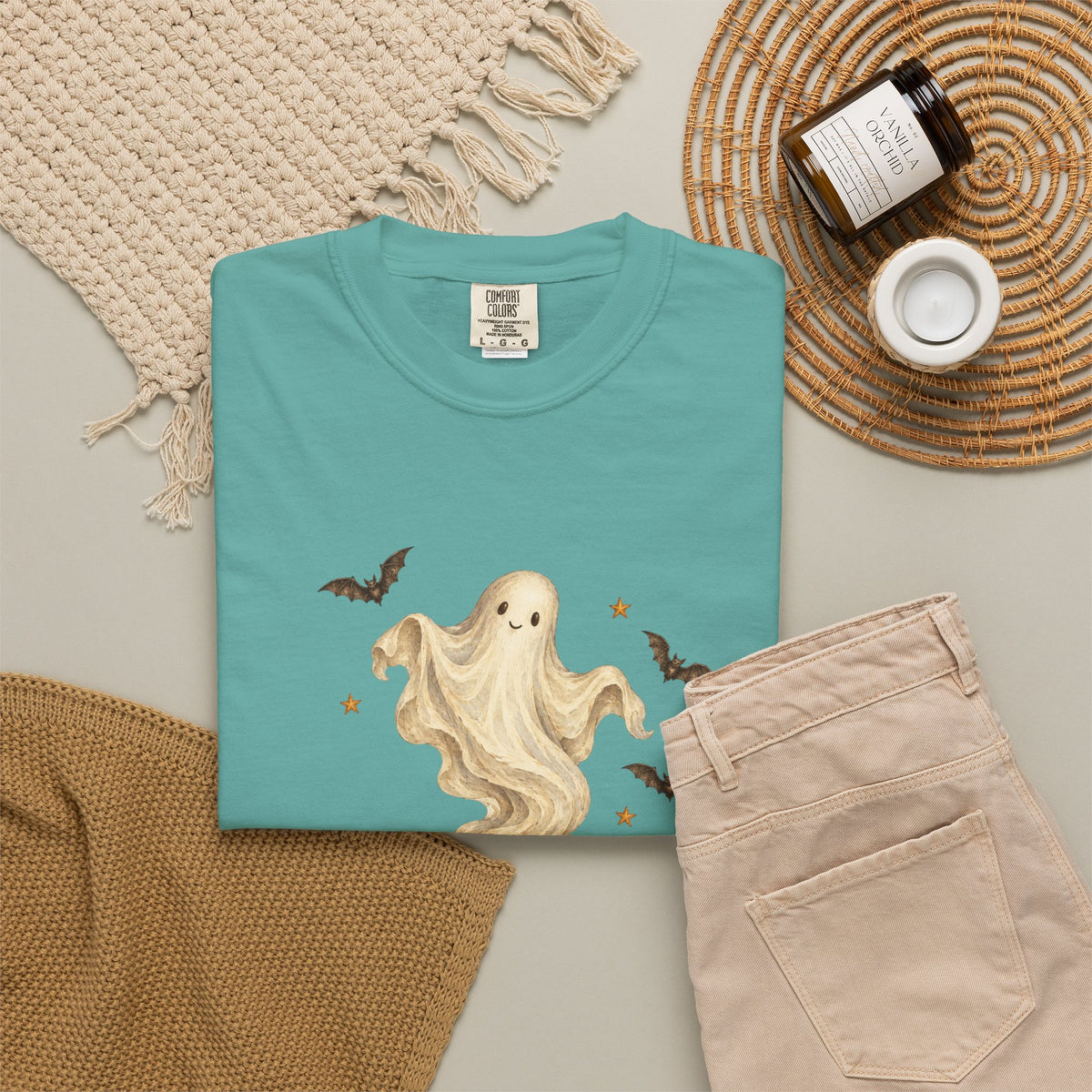Halloween Ghost in Jack-O'-Lantern T-Shirt