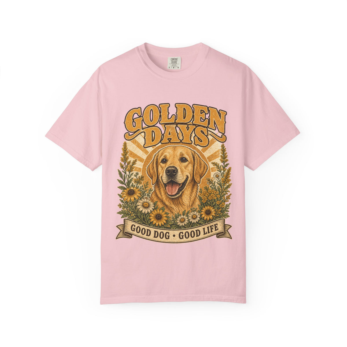 Golden Days Golden Retriever T-Shirt — "Good Dog • Good Life" Vintage Floral Tee