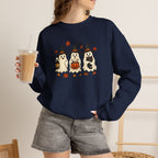 Halloween Puppy Ghosts Sweatshirt — Cute Dogs in Witch Hats with Jack-o'-Lantern