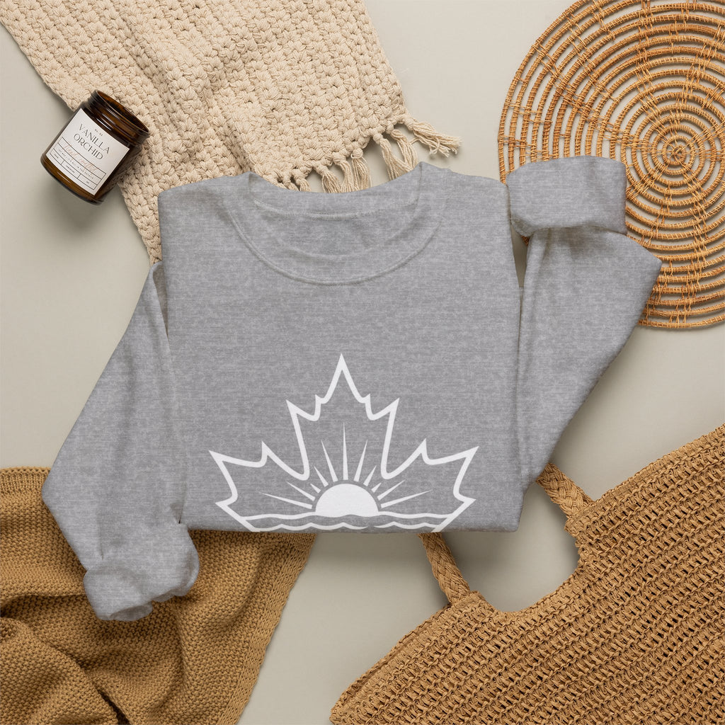 Lake Ontario Crewneck Sweatshirt — Maple Leaf Sunset Lake Design