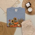 T-Shirt „Herbsternte-Wagen“ — Kürbis & Sonnenblume Herbst-T-Shirt