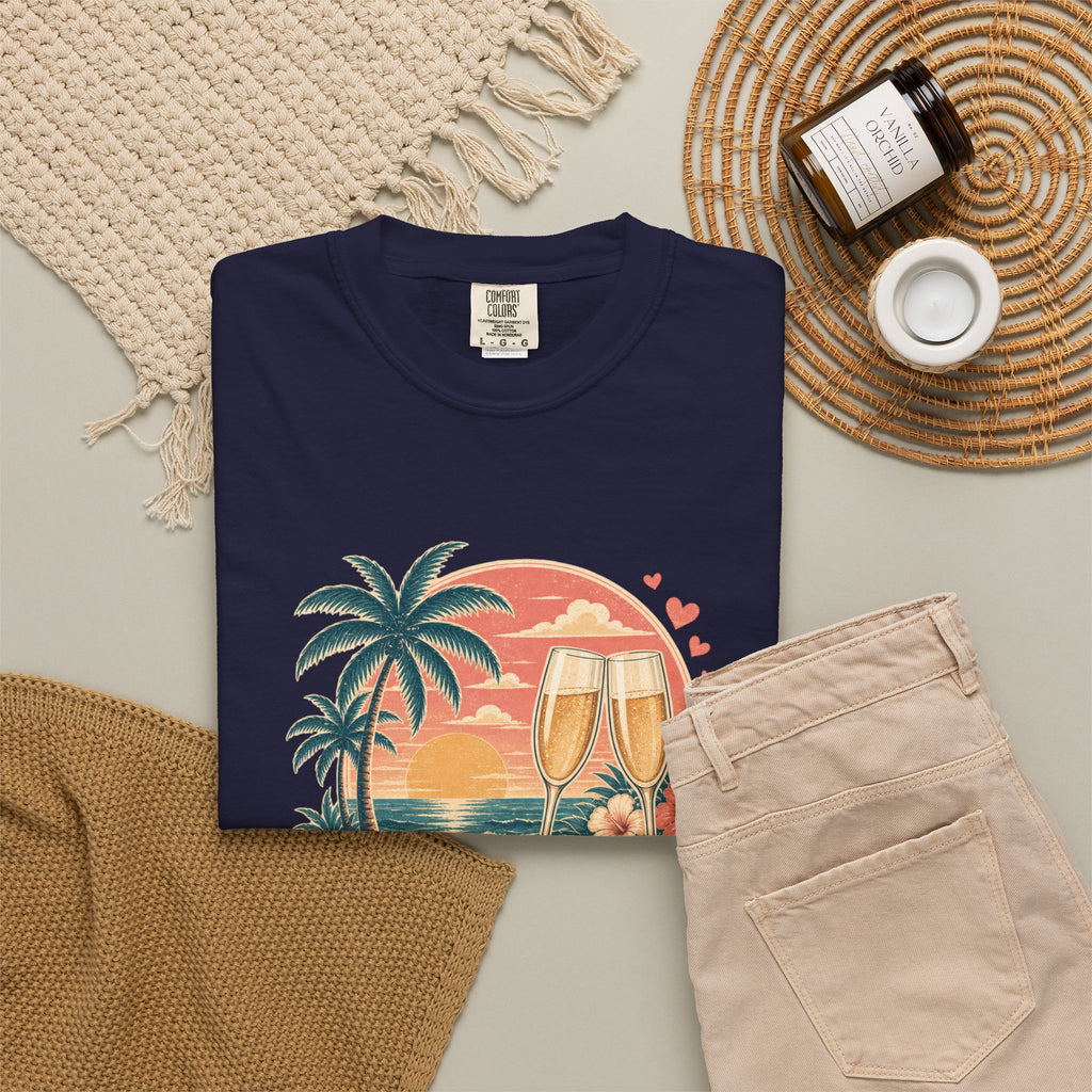 Honeymoon Mode T-Shirt — Tropical Sunset Couple Vacation Tee