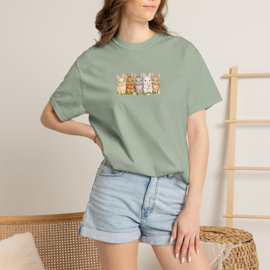 Bunny Row T‑Shirt — Cute Watercolor Rabbits Graphic Tee