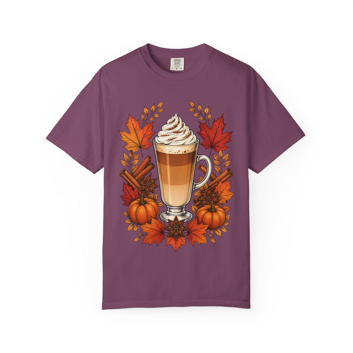Pumpkin Spice Latte T-Shirt — Autumn Coffee Fall Leaves Tee