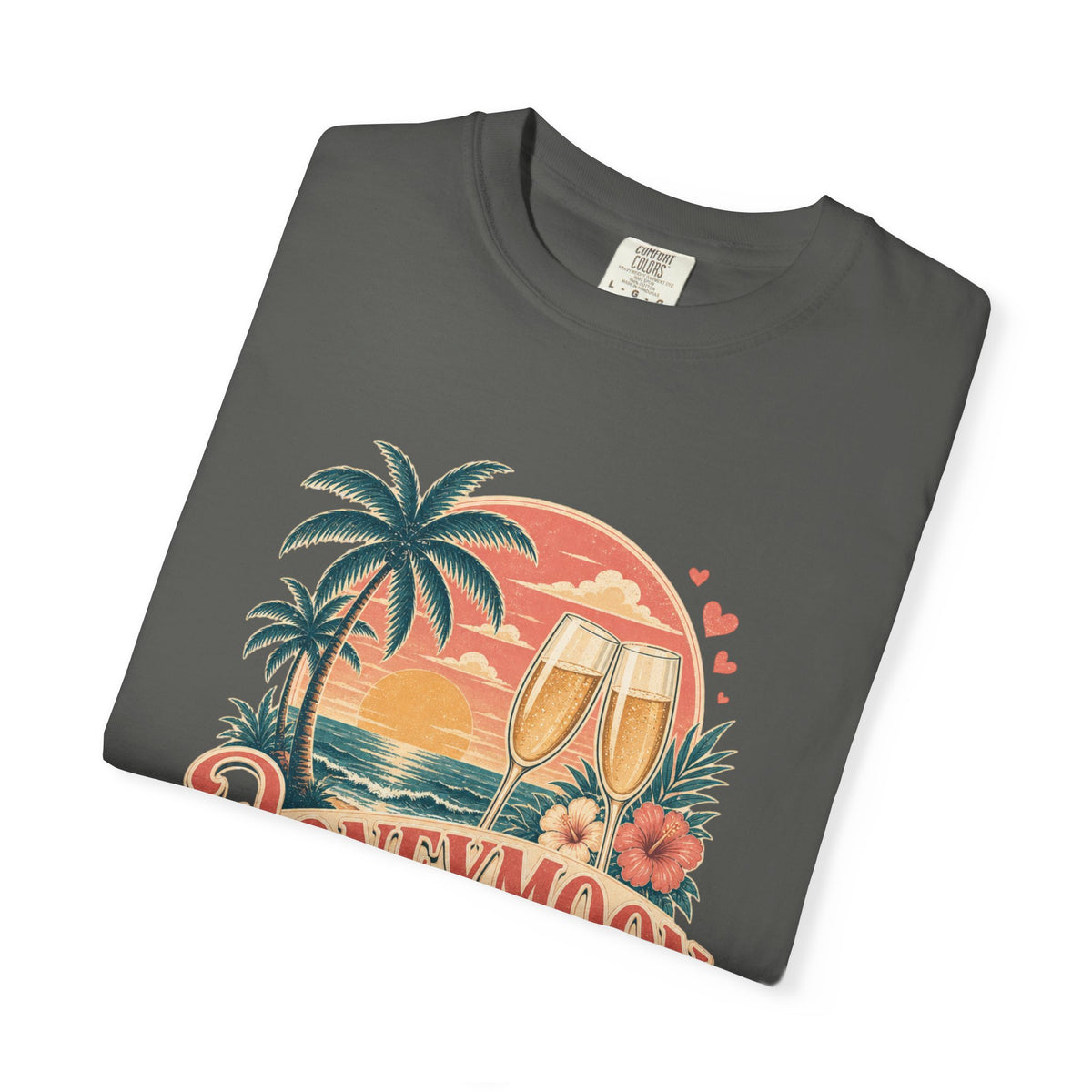 Honeymoon Mode T-Shirt — Tropical Sunset Couple Vacation Tee