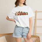Halloween Critter Lineup T-Shirt — Cute Pumpkin, Witch & Bunny Spooky Crew