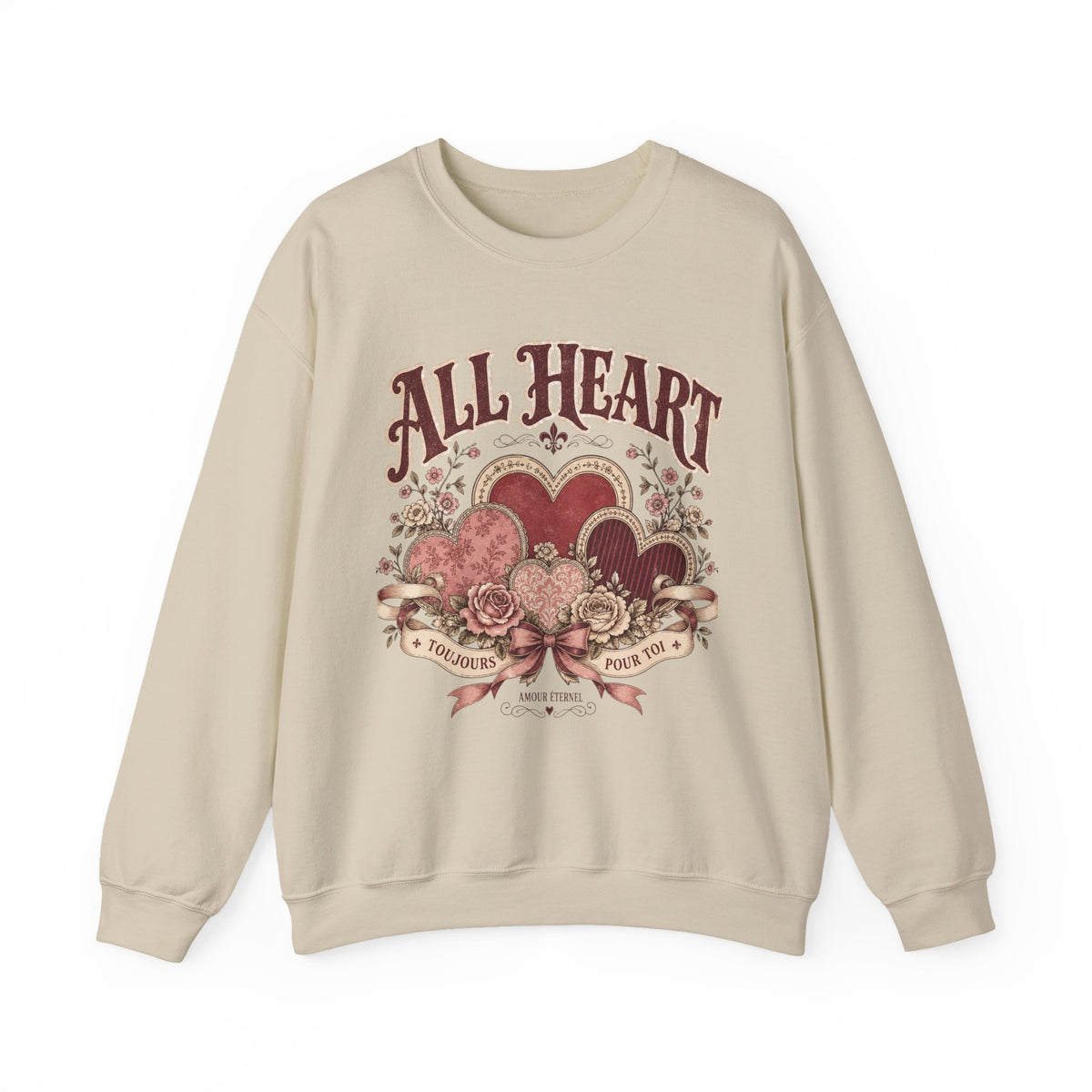 Vintage Valentine Crewneck Sweatshirt – "All Heart" Romantic Graphic