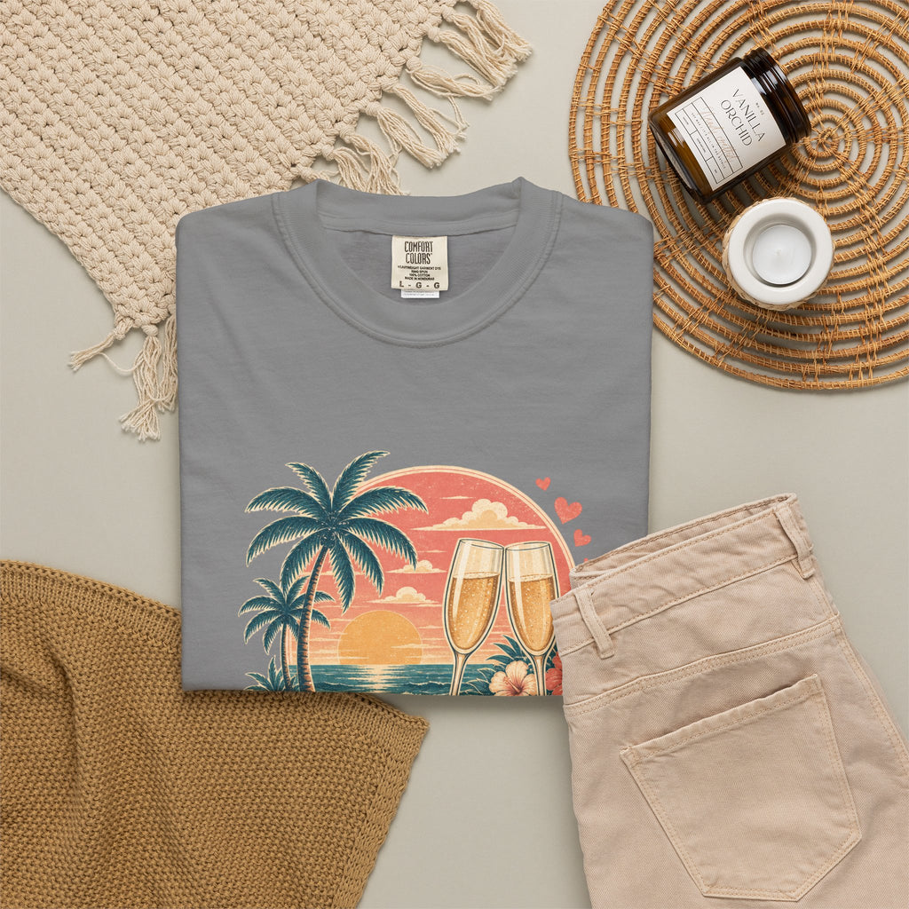 Honeymoon Mode T-Shirt — Tropical Sunset Couple Vacation Tee