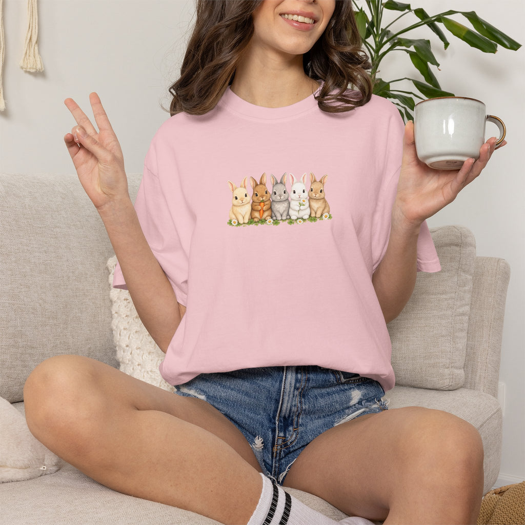 Bunny Row T‑Shirt — Cute Watercolor Rabbits Graphic Tee