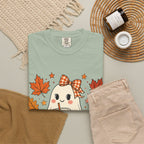 Cute Ghost Pumpkin Drink Tee — Fall Leaves Graphic T-Shirt