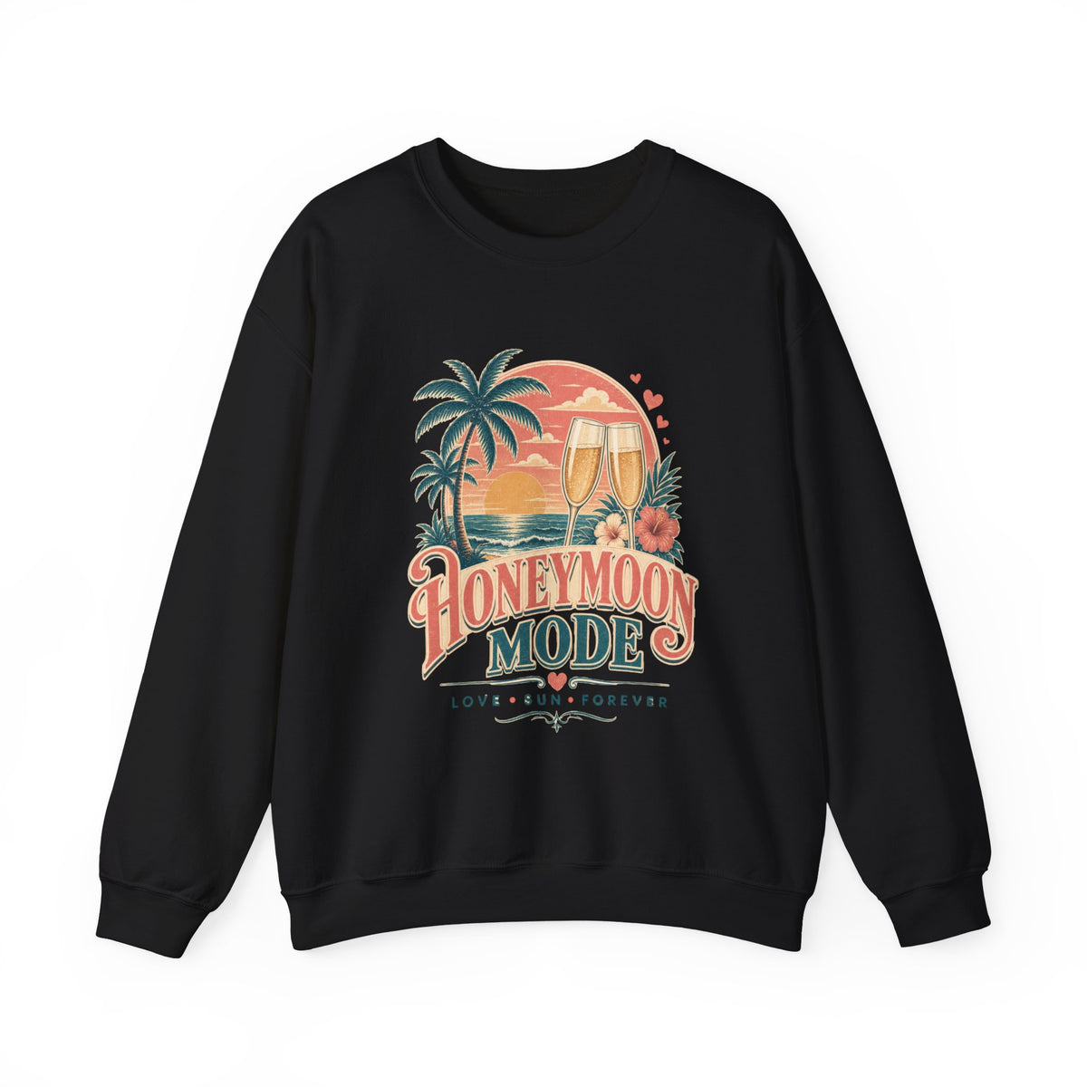 Honeymoon Mode Sweatshirt – Tropical Sunset Couples Crewneck