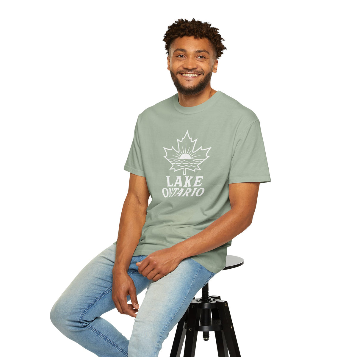 Lake Ontario T-Shirt — Retro Maple Leaf Sunset Graphic
