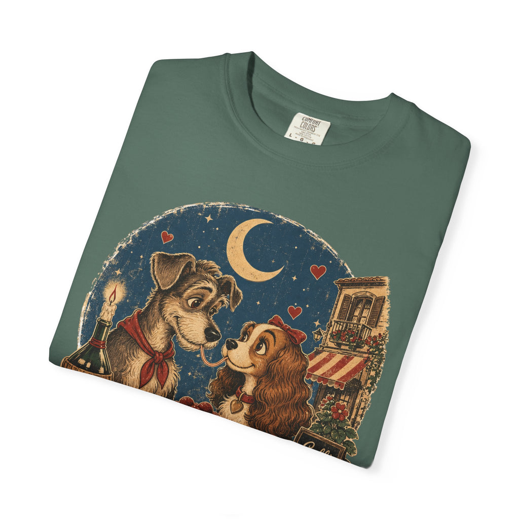 T-Shirt — "Love at First Bite" Vintage Pizza Date Dogs Tee