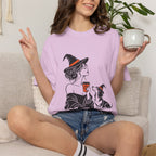 Her Human Witch Tee — Halloween Witch & Dog Graphic T-Shirt