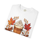 Pumpkin Spice Latte T-Shirt — Autumn Coffee Fall Leaves Tee