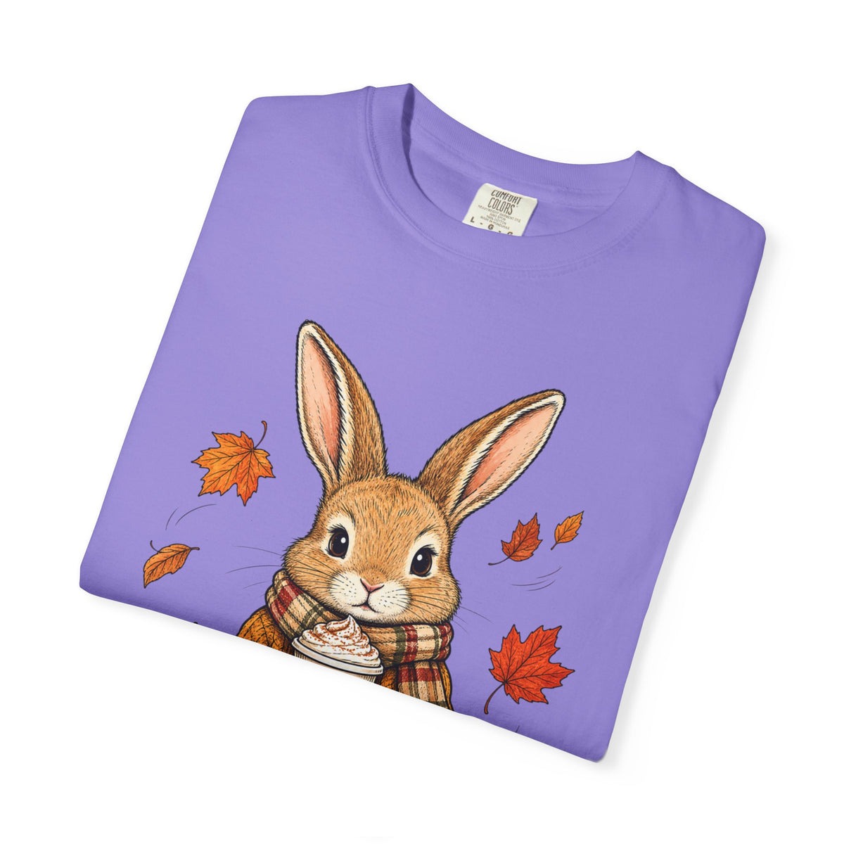 Autumn Bunny Tee — Cozy Fall Rabbit with Scarf & Hot Cocoa