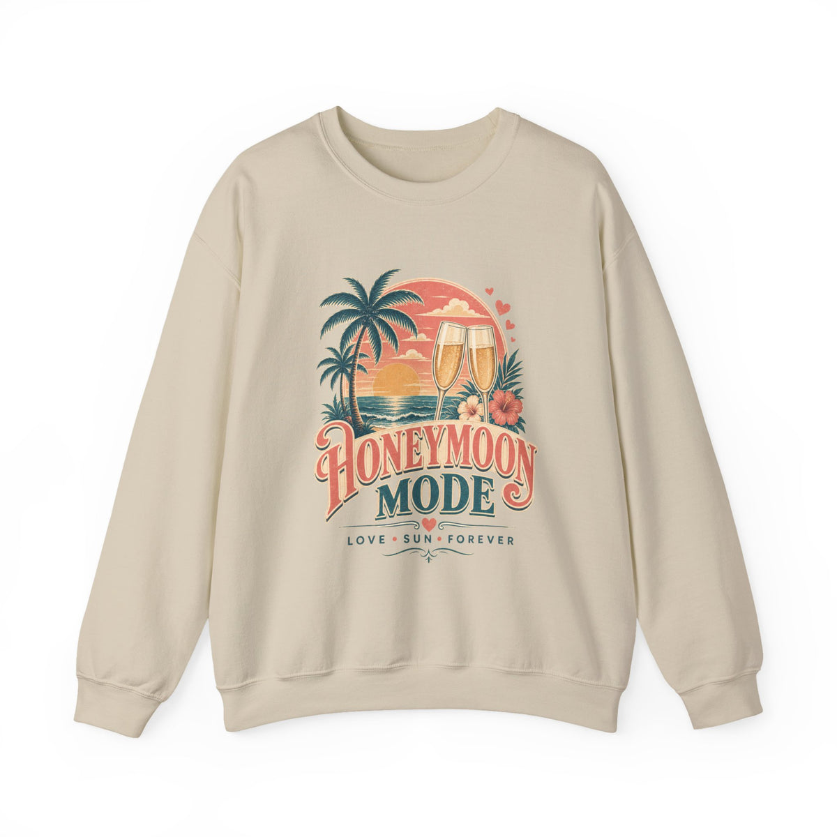 Honeymoon Mode Sweatshirt – Tropical Sunset Couples Crewneck