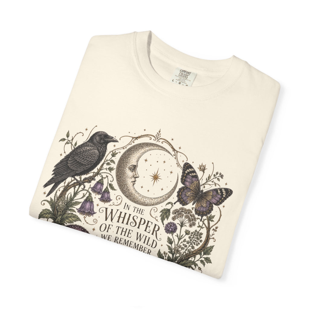 Whisper of the Wild T-Shirt — Moon, Raven & Mushroom Nature Graphic