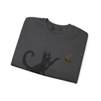 Cat with Crown Crewneck Sweatshirt — Playful Black Cat Graphic