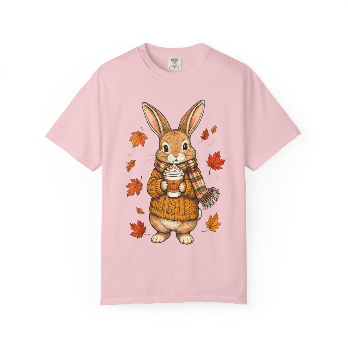 Autumn Bunny Tee — Cozy Fall Rabbit with Scarf & Hot Cocoa