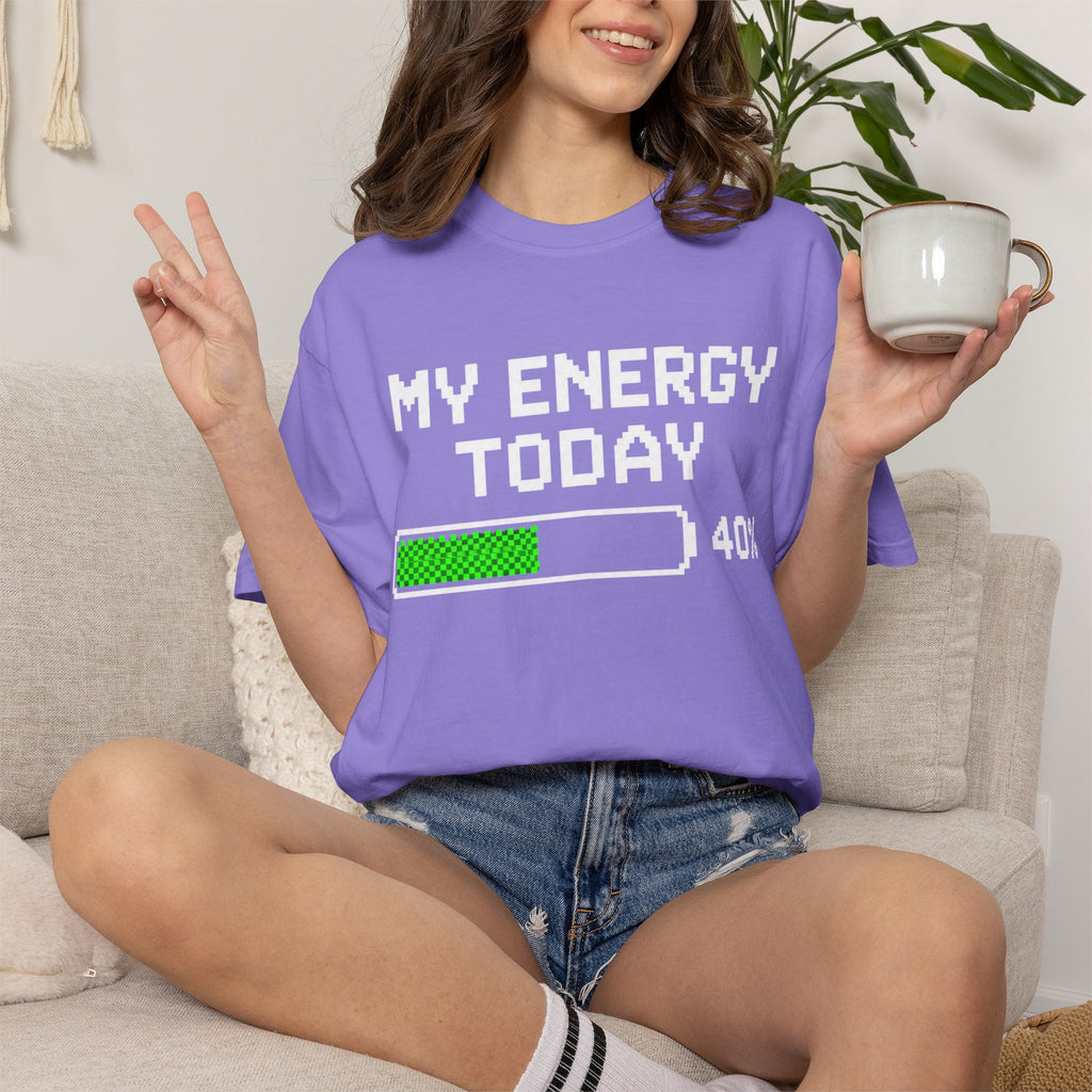 T-Shirt — "My Energy Today 40%" Battery Meter Graphic Tee