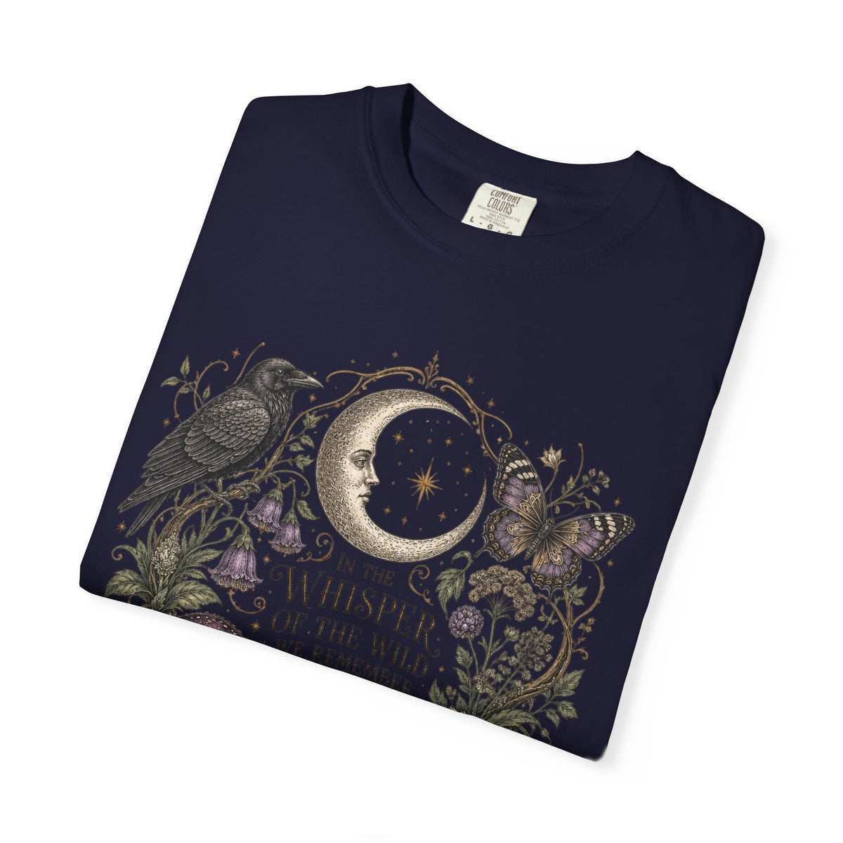 Whisper of the Wild T-Shirt — Moon, Raven & Mushroom Nature Graphic