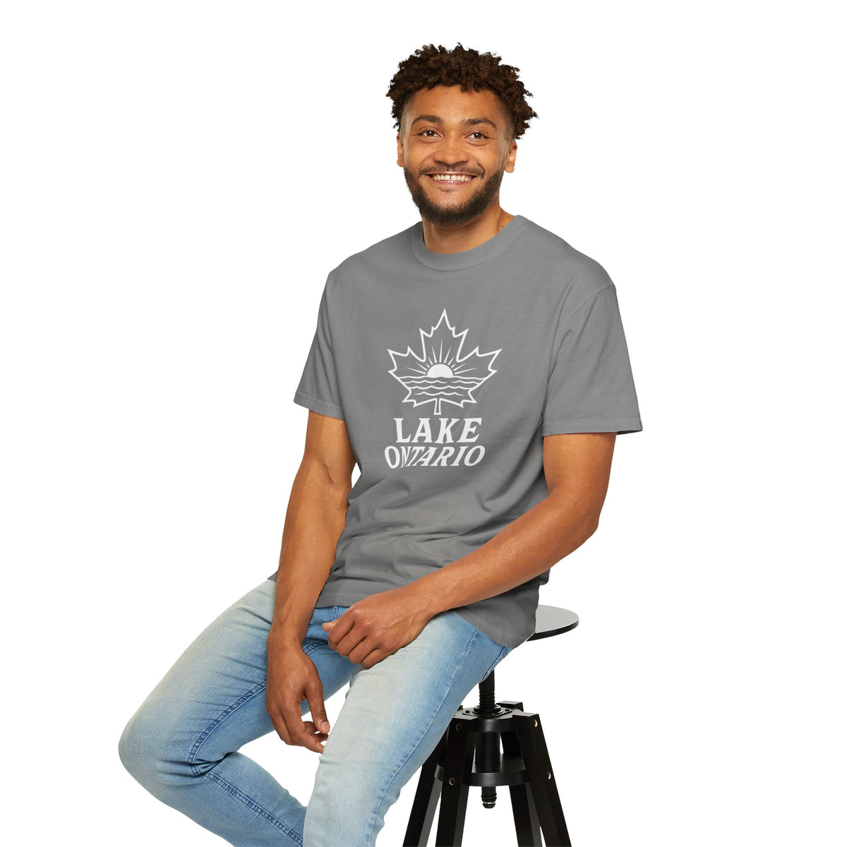 Lake Ontario T-Shirt — Retro Maple Leaf Sunset Graphic