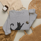 Cat with Crown Crewneck Sweatshirt — Playful Black Cat Graphic