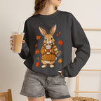 Autumn Bunny Sweatshirt – Cozy Fall Rabbit Holding Coffee