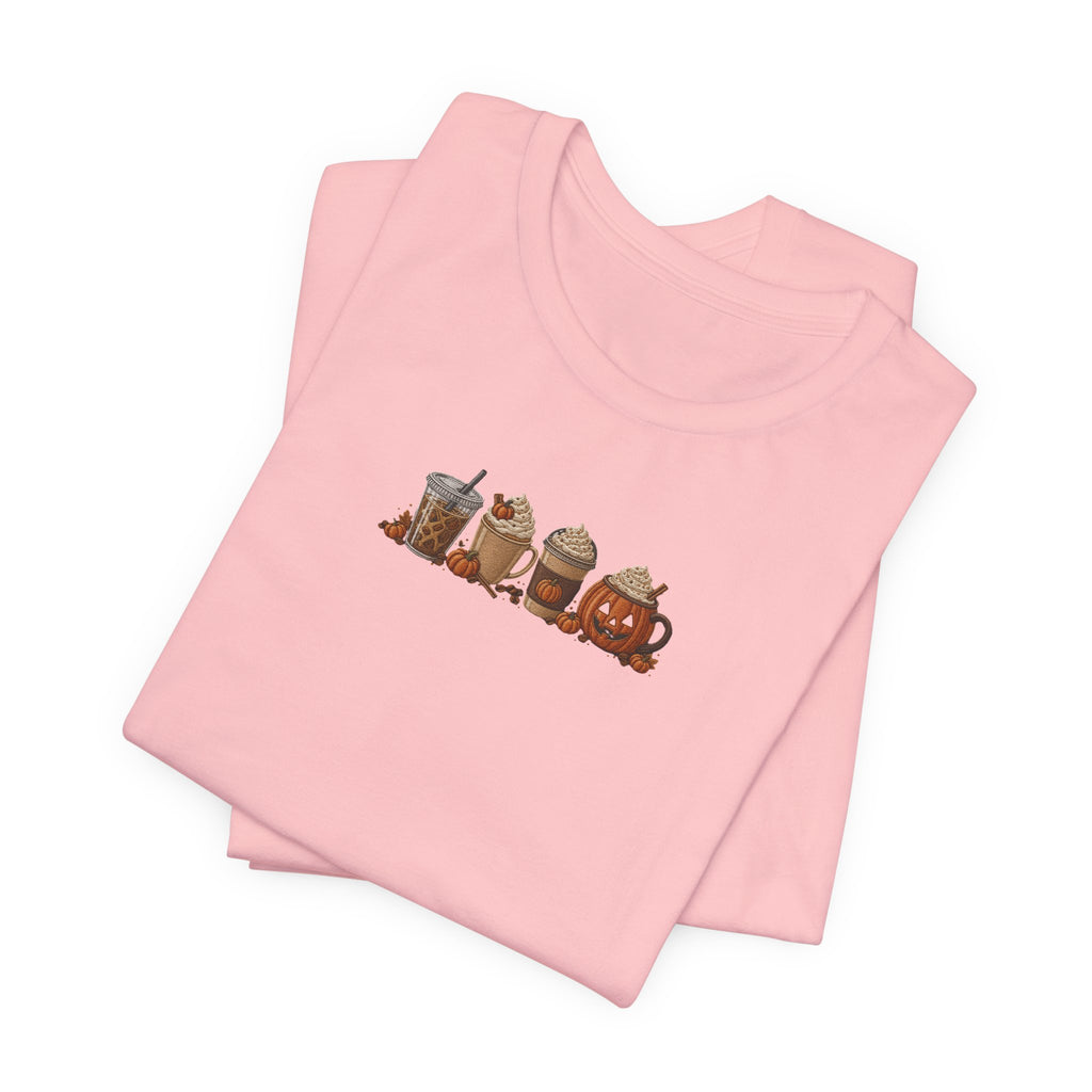 Coffee Crew Cute Graphic Tee — Espresso, Latte & Mocha Cartoon Shirt
