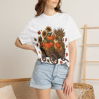 T-Shirt „Herbsternte-Wagen“ — Kürbis & Sonnenblume Herbst-T-Shirt
