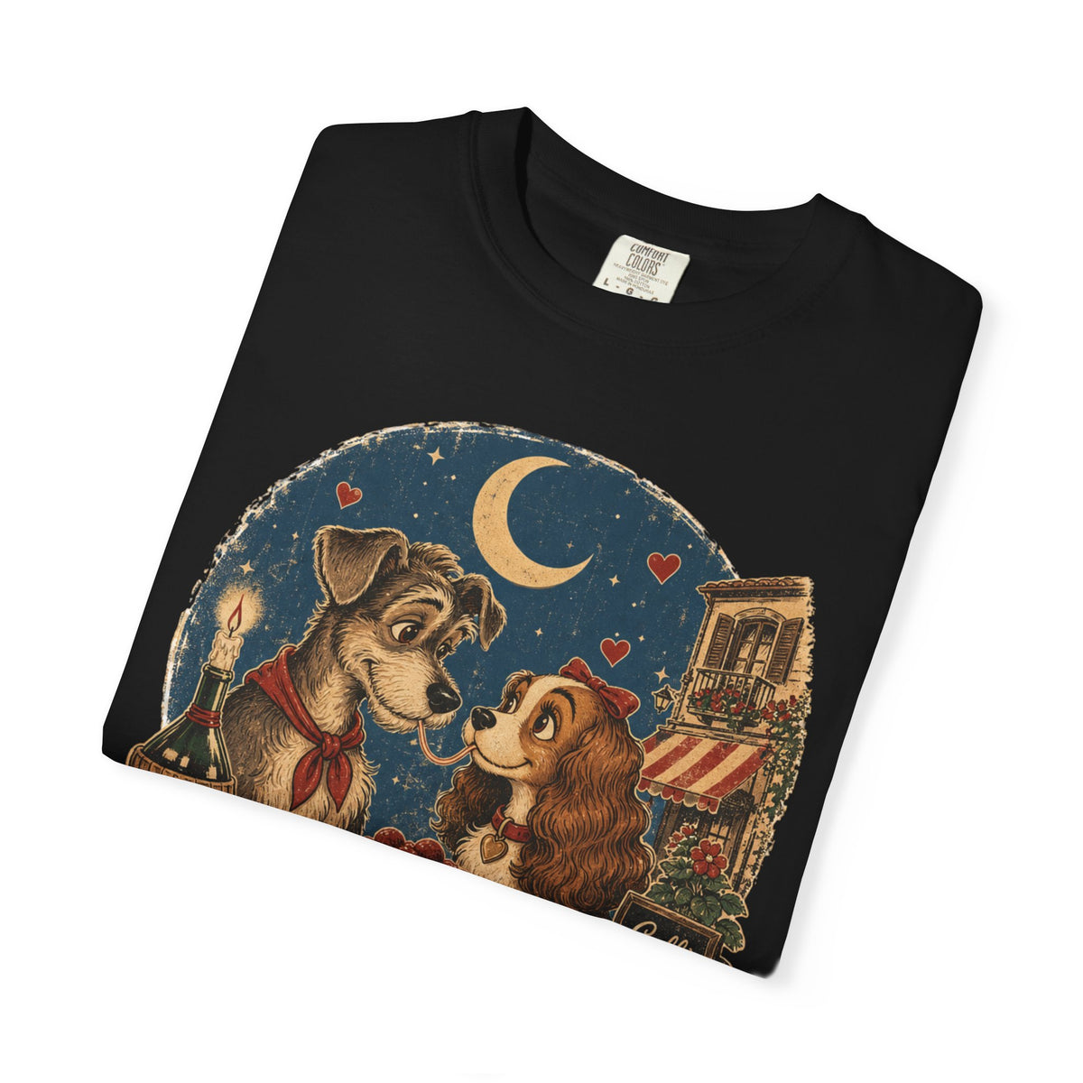 T-Shirt — "Love at First Bite" Vintage Pizza Date Dogs Tee