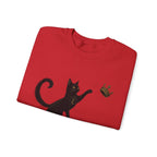 Cat with Crown Crewneck Sweatshirt — Playful Black Cat Graphic