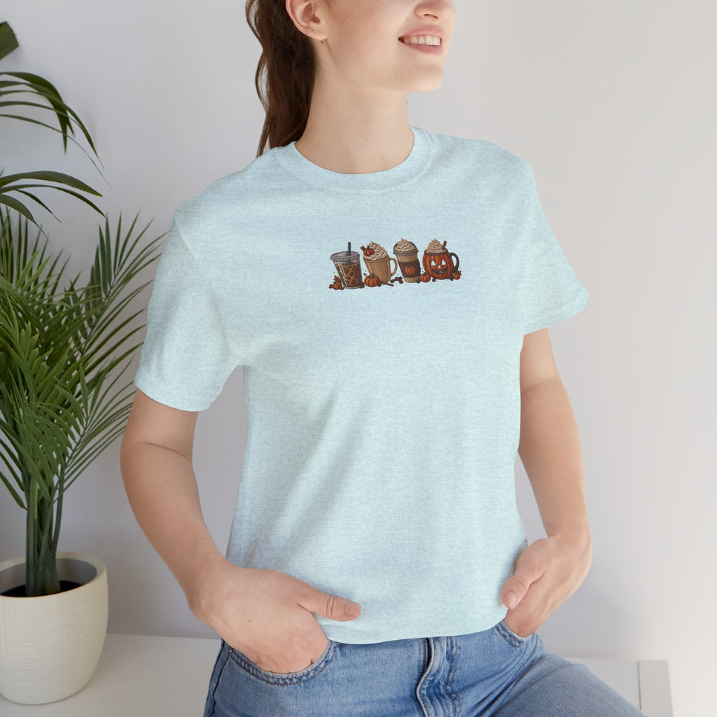 Coffee Crew Cute Graphic Tee — Espresso, Latte & Mocha Cartoon Shirt