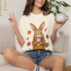 Autumn Bunny Tee — Cozy Fall Rabbit with Scarf & Hot Cocoa