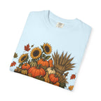 T-Shirt „Herbsternte-Wagen“ — Kürbis & Sonnenblume Herbst-T-Shirt