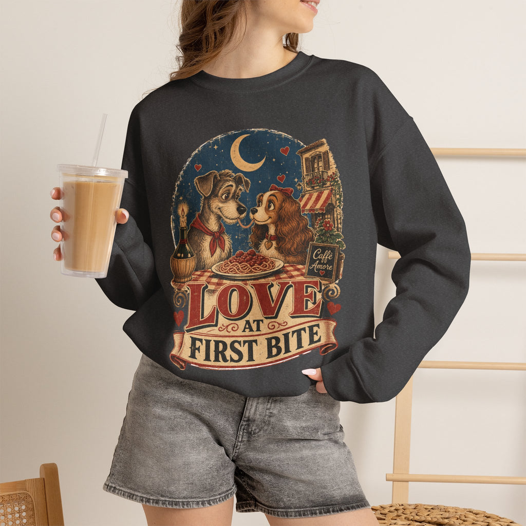 Love at First Bite Sweatshirt — Cute Dog & Pizza Cozy Crewneck
