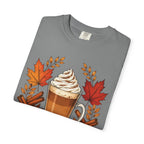 Pumpkin Spice Latte T-Shirt — Autumn Coffee Fall Leaves Tee