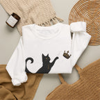Cat with Crown Crewneck Sweatshirt — Playful Black Cat Graphic