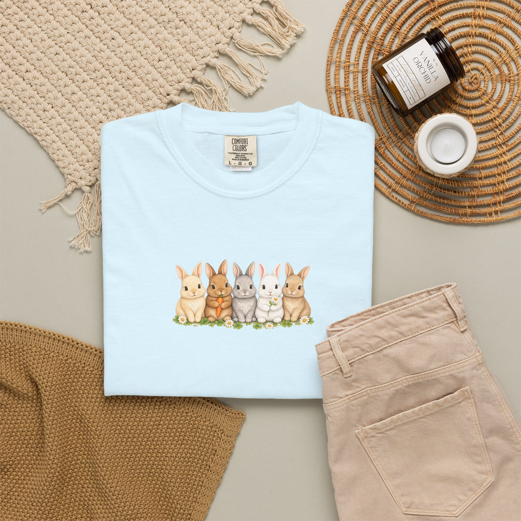 Bunny Row T‑Shirt — Cute Watercolor Rabbits Graphic Tee