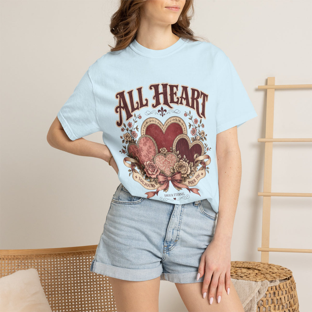 All Heart Vintage Floral Tee — "All Heart" Graphic T-Shirt