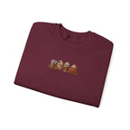 Cozy Camping Crewneck Sweatshirt — Niedliches Cartoon-Lagerfeuer-Freunde-Design