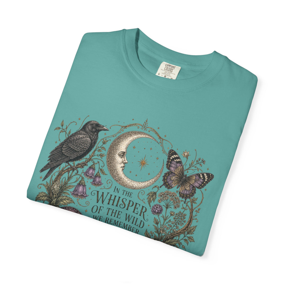 Whisper of the Wild T-Shirt — Moon, Raven & Mushroom Nature Graphic